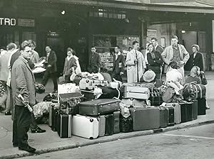 France Paris Austerlitz Railway Train Station Lots of Luggage Old Photo 1951