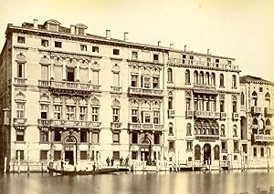 Italy Venice Canal View Grand Hotel Old Albumen Photo 1875