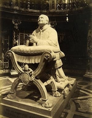 Italy Rome Statue of Pope Pio Pius IX Santa Maria Maggiore Old Photo 1890