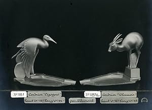France Paris Art Deco Cadran Workshop Laurent Ashtray Stork Chamois Photo 1930
