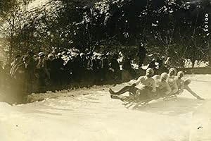 France Pyrenees Cauterets Bobsleigh Race Old Photo 1910