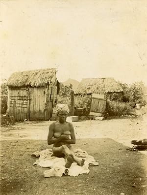 Seller image for Sub-Saharan Africa Female Nude Study Village Huts Old Photo 1890 for sale by Bits of Our Past Ltd