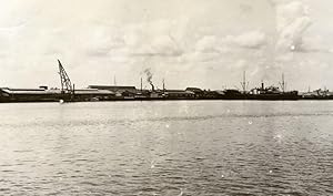 Indonesia Medan Harbour Panorama Wharf Belawan Deli River Old Photo 1930