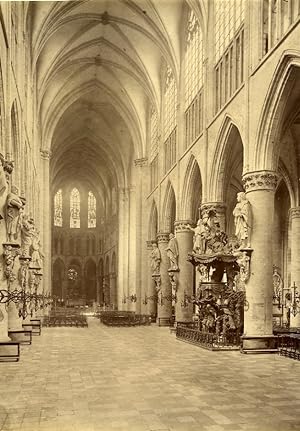 Bild des Verkufers fr Belgium Brussels Cathedral Ste Gudula the Nave Old Photo 1890 zum Verkauf von Bits of Our Past Ltd