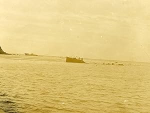 China Tianjin Port of Takou Tanggu a shipwrecked Steamer Old Photo 1906