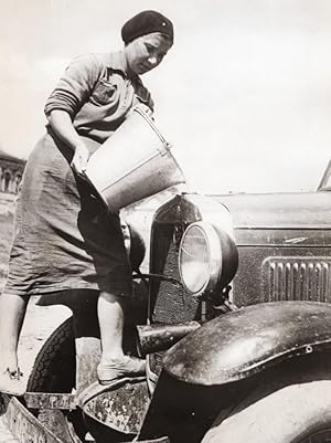 Russia War Effort Woman replaces Husband as Car Driver WWII WW2 Old Photo 1941