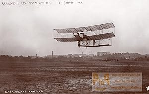 France Aviation Grand Prix Farman Airplane Flight Marque Etoile RPPC Photo 1908