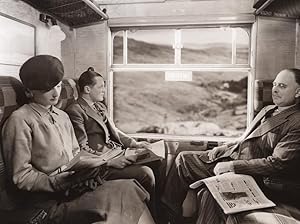 British Railways Passengers sat readin in Train car Old Photo 1930