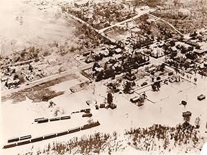 USA Illinois Thebes Mississippi Floods Train passing Aerial View Old Photo 1930