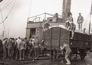Belgium or France? Western Front Unloading Flour Railway Old Photo 1914-1918