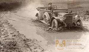 France WWI British Western Front Military Car Muddy Road Old Photo 1914-1918