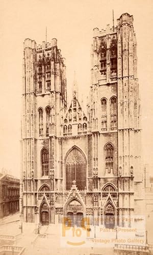 Bild des Verkufers fr Cathedral of St. Michael and St. Gudula Brussels architecture Old Photo 1890 zum Verkauf von Bits of Our Past Ltd