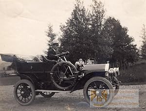 Driver Posing in his nice Automobile Convertible old amateur Photo 1910's