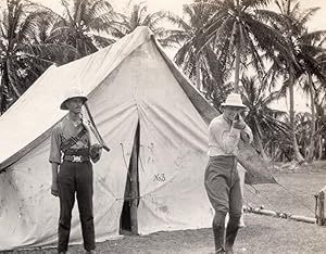 Jamaica ? Hunter Pointing Rifle at Photographer Hunting old Photo 1920's