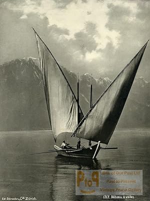 Switzerland Sailing Boat Sailboat Voilier Old Photo Schroeder 1890