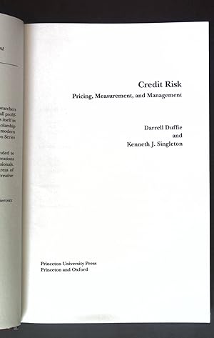 Bild des Verkufers fr Credit Risk; Princeton Series in Finance; zum Verkauf von books4less (Versandantiquariat Petra Gros GmbH & Co. KG)