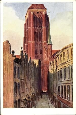 Künstler Ansichtskarte / Postkarte Hellingrath, Berth., Danzig, Beutlergasse, Marienturm