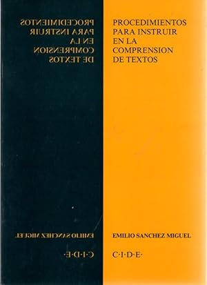 Image du vendeur pour Procedimientos para instruir en la comprensin de textos . mis en vente par Librera Astarloa