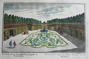  Berceau de treillage in dem Churfürstle Hoffgarten zu Nymphenburg."Kolorierter Original Kupfers...