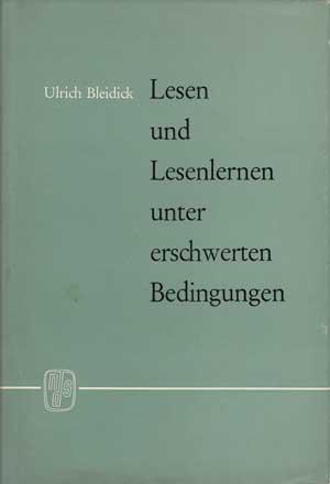 Bild des Verkufers fr Lesen und Lesenlernen unter erschwerten Bedingungen. zum Verkauf von Antiquariat Kalyana