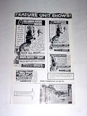 ROCK ALL NIGHT/DRAGSTRIP RIOT-1950'S AD SHEET VG