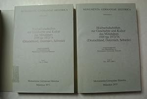 Bild des Verkufers fr Hochschulschriften zur Geschichte und Kultur des Mittelalters 1939 bis 1972/74 (Deutschland, sterreich, Schweiz). Teile 1 - 2 (von 3, Nr. 1 - 8407). (= Monumenta Germaniae Historica, Hilfsmittel 1) zum Verkauf von Antiquariat Bookfarm