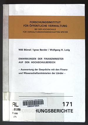 Seller image for Einwirkungen der Finanzminister auf den Hochschulbereich; Speyerer Froschungsberichte, Band 171; for sale by books4less (Versandantiquariat Petra Gros GmbH & Co. KG)