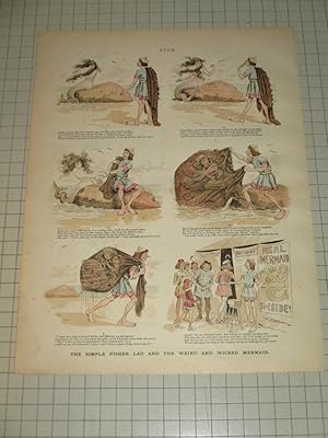 Seller image for 1892 Puck Lithograph of "The Simple Fisher Lad and the Weird and Wicked Mermaid for sale by rareviewbooks