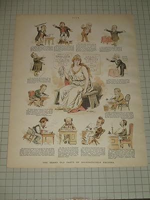 Seller image for 1892 Puck Lithograph of "The Grand Old Party of Inexhaustible Excuses" - Growing Demoralization of the Republican Party - Great Republican Losses in Vermont and Maine for sale by rareviewbooks