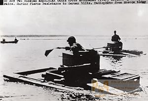 WWII Russian Amphibian Tanks In River WW2 Photo 1941