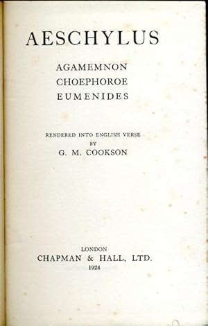 Seller image for Agamemnon, Choephori, Eumenides for sale by Godley Books