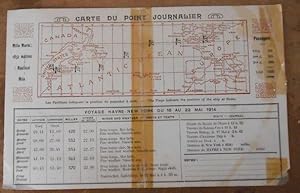 Carte du Point Journalier du Paquebot « France » de la Compagnie Générale Transatlantique