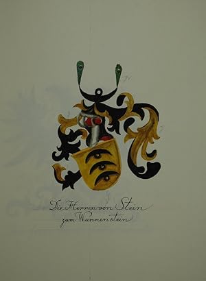 Handgemaltes Wappen des Familiengeschlechts der Herren von Stein zum Wunnenstein. Zeichnung und A...