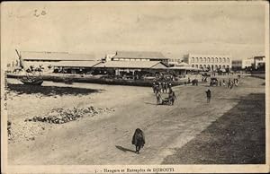 Bild des Verkufers fr Ansichtskarte / Postkarte Dschibuti Djibouti, Hangars et Entrepts zum Verkauf von akpool GmbH