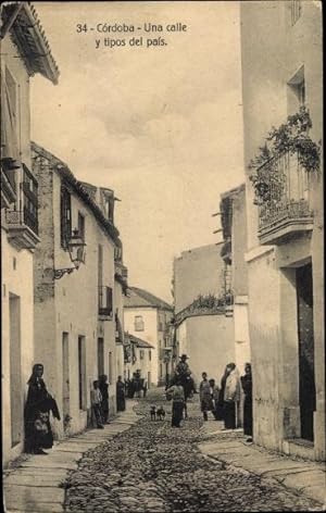 Ansichtskarte / Postkarte Cordoba Andalusien Spanien, Una calle y tipos del país