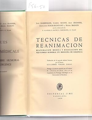 Seller image for TECNICAS DE REANIMACION - REANIMACION MEDICA Y REGULACION DEL EQUILIBRIO HUMORAL EN MEDICINA DE URGENCIA - for sale by Libreria 7 Soles