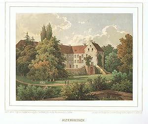 Altenhausen, Schloß. Historische Ortsansichten. Farblithographie, 1862. Provinz Sachsen, Regierun...