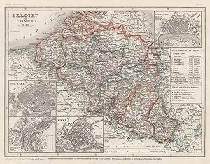 Stahlstich- Karte, n. Renner b. B.I., "Belgien und Luxemburg .".