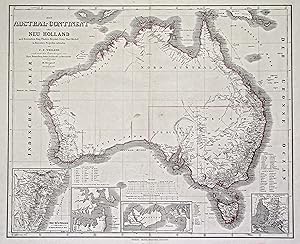 Bild des Verkufers fr Lithografie- Karte, v. C.F. Weiland, berichtigt v. H. Kiepert, "Das Austral-Continent oder Neu Holland ". zum Verkauf von Antiquariat Clemens Paulusch GmbH