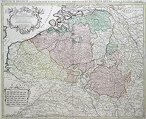 Kupferstich- Karte, v. Lugtenburg n. G. de l'Isle b. Covens u. Mortier, "Carte des Pays Bas Catho...