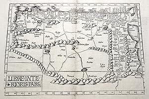 Bild des Verkufers fr Holzschnitt- Karte, v. L. Fries aus Ptolemus "Geographicae enarrationes", "Libyae interioris pars", rckseitig "Tabvla tertia Aphricae continet .". zum Verkauf von Antiquariat Clemens Paulusch GmbH