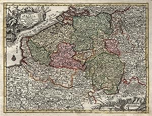 Kupferstich- Karte, v. T.C. Lotter b. M. Seutter, "Germaniae ingerioris sive Belgii pars meridion...