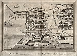 Bild des Verkufers fr Gesamtansicht, aus halber Vogelschau, "Batavia assieg en 1629 - Batavia A 1629 belegerd". zum Verkauf von Antiquariat Clemens Paulusch GmbH