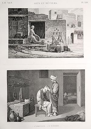 Bild des Verkufers fr Arts et Metiers: 1. L`emouleur 2. Le Barbier. zum Verkauf von Antiquariat Clemens Paulusch GmbH