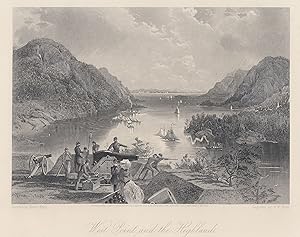 Imagen del vendedor de Ansicht der Flulandschaft bei West Point, auf dem Hudson zahlr. Schiffe, "West Point and the Highlands". a la venta por Antiquariat Clemens Paulusch GmbH