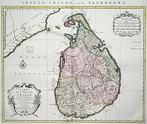 Bild des Verkufers fr Kupferstich- Karte, n. G. de l'Isle b. Covens u. Mortier, "Carte de L'Isle de Ceylan". zum Verkauf von Antiquariat Clemens Paulusch GmbH
