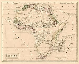Bild des Verkufers fr Stahlstich- Karte, v. F. Biller, "Afrika". zum Verkauf von Antiquariat Clemens Paulusch GmbH
