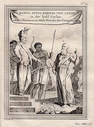 Bild des Verkufers fr Singhalesen, (Knig und Hoher Priester), "1. Radga Singa, ." und "2. Der Tirinauxe .". zum Verkauf von Antiquariat Clemens Paulusch GmbH