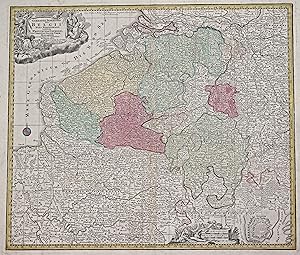 Kupferstich- Karte, b. M. Tob. Lotter, "Germaniae Inferioris Belgii pars meridionalis exhibens X ...