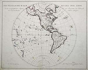 Bild des Verkufers fr Kupferstich- Karte, v. J.K. Kipferling, "Die westl. Halbkugel der Erde .". zum Verkauf von Antiquariat Clemens Paulusch GmbH